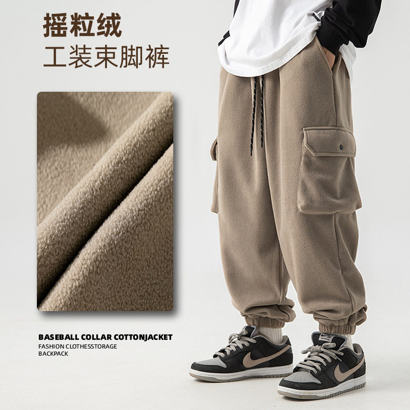 摇粒绒日系工装卫裤2025秋冬新款宽松运动休闲裤K2245-P47控78图片