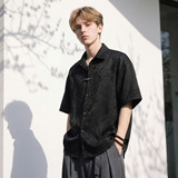 短袖衬衫男夏季风感金属一字扣休闲衬衣OC7289-P38控68，男装衬衫，电商A362