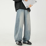 男春季新款复古弯刀裤做旧分割设计宽松休闲裤L2365-P65控98，男装休闲裤，电商A362