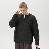 小v领毛衣男秋冬款慵懒复古针织衫宽松百搭外套MM4151-P55控88，男装针织衫/毛衣，电商A362