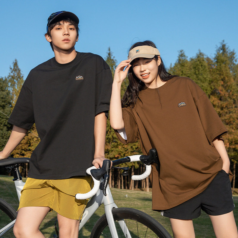 2026夏季新款纯棉宽松复古情侣休闲绣花体恤衫MT7145-P30控49，男装T恤，电商A362