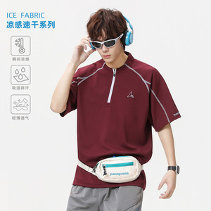 夏季撞色明线领口拉链设计户外速干运动体恤OT7236-P35控59图片
