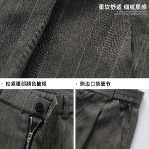 春季新款质感宽松老钱风休闲裤潮牌直筒长裤子MK2494-P55控88图片