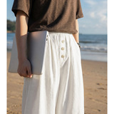 休闲裤男春夏款撞色纽扣仿棉麻肌理宽松直筒长裤OK2489-P45控78，男装休闲裤，电商A362