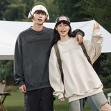 印花圆领卫衣女秋冬款分割设计潮牌宽松情侣外套L3852-P38控68，男装卫衣，电商A362