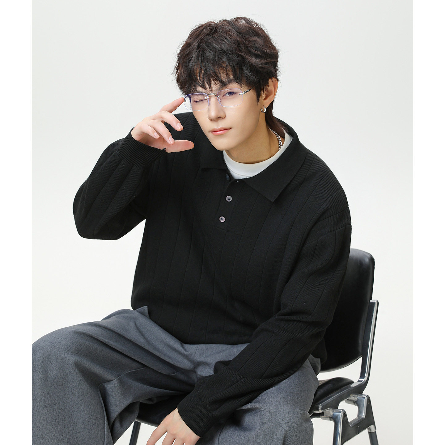 翻领毛衣男秋冬新款质感polo针织衫休闲长袖T恤MM4161-P70控108,男装针织衫/毛衣,电商A362