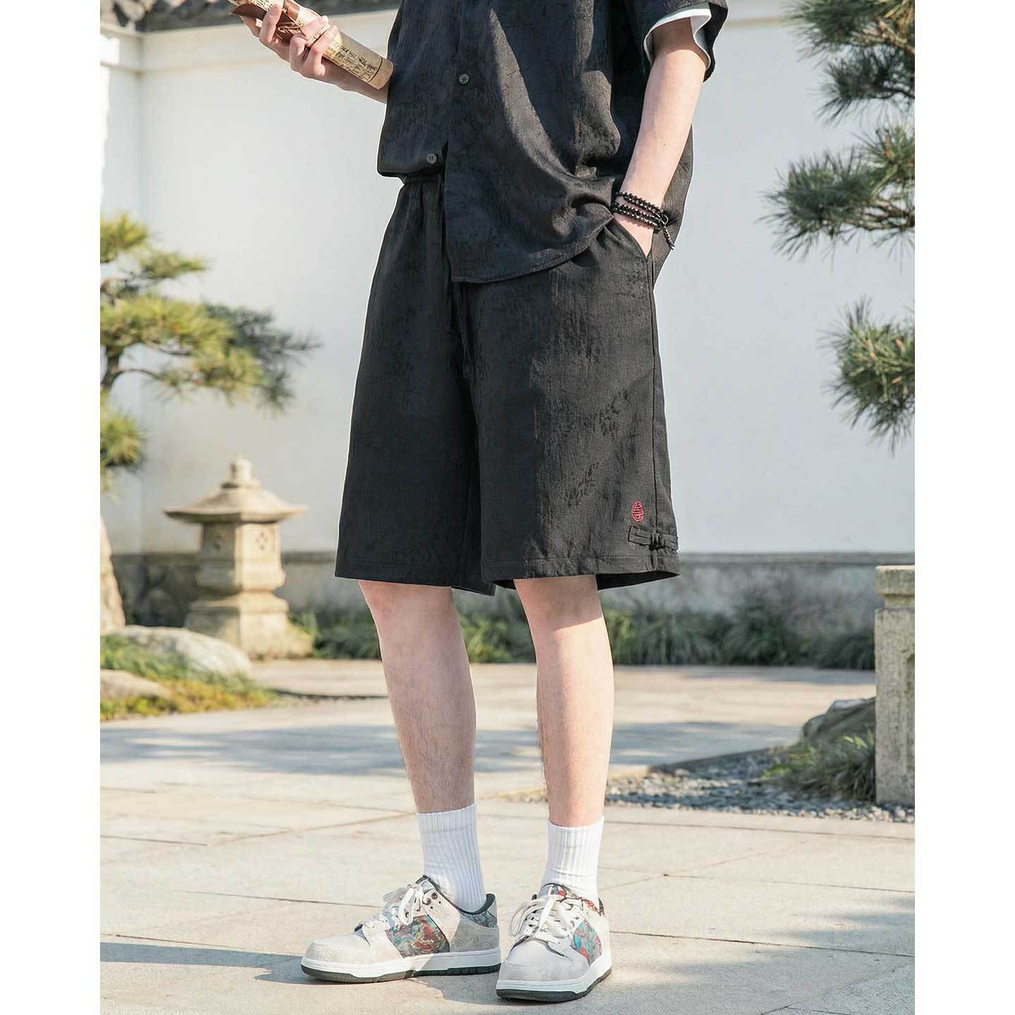 休闲短裤男夏季直筒宽松盘扣设计潮五分裤子OK2701-P38控68,男装休闲裤,电商A362