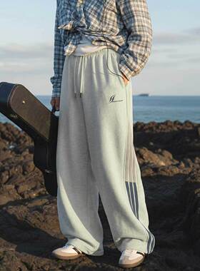 男春季款直筒宽松运动裤子脚口可调潮牌美式长裤MK2435-P45