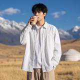 长袖衬衫男春季款cleanfit宽松质感刺绣衬衣外套OC8025-P40控68，男装衬衫，电商A362