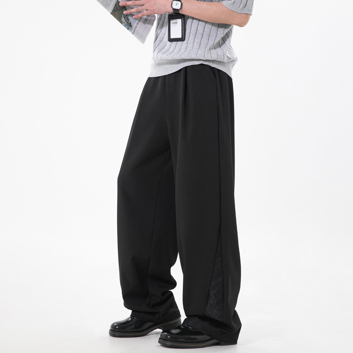 长裤男春夏新款垂感宽松双打褶设计直筒休闲裤OK2698-P40控75图片