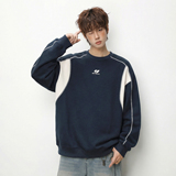 撞色拼接圆领卫衣春季廓形宽松运动休闲套头衫外套MW3990-P50控78，男装卫衣，电商A362