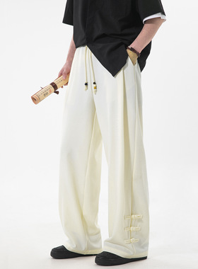 男装春夏盘扣设计垂感宽松长裤潮牌质感透气休闲裤OK2697-P45控85