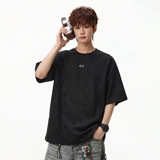 T恤男夏季款美式复古麂皮绒体恤衫撞色刺绣半袖MT7172-P30控49，男装T恤，电商A362