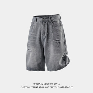 牛仔短裤男夏季新款直筒宽松中裤潮牌休闲五分裤ON2694-P40控75图片