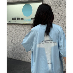 印花潮牌短袖T恤男女款夏季情侣嘻哈宽松纯棉体恤L1909-P30控55图片