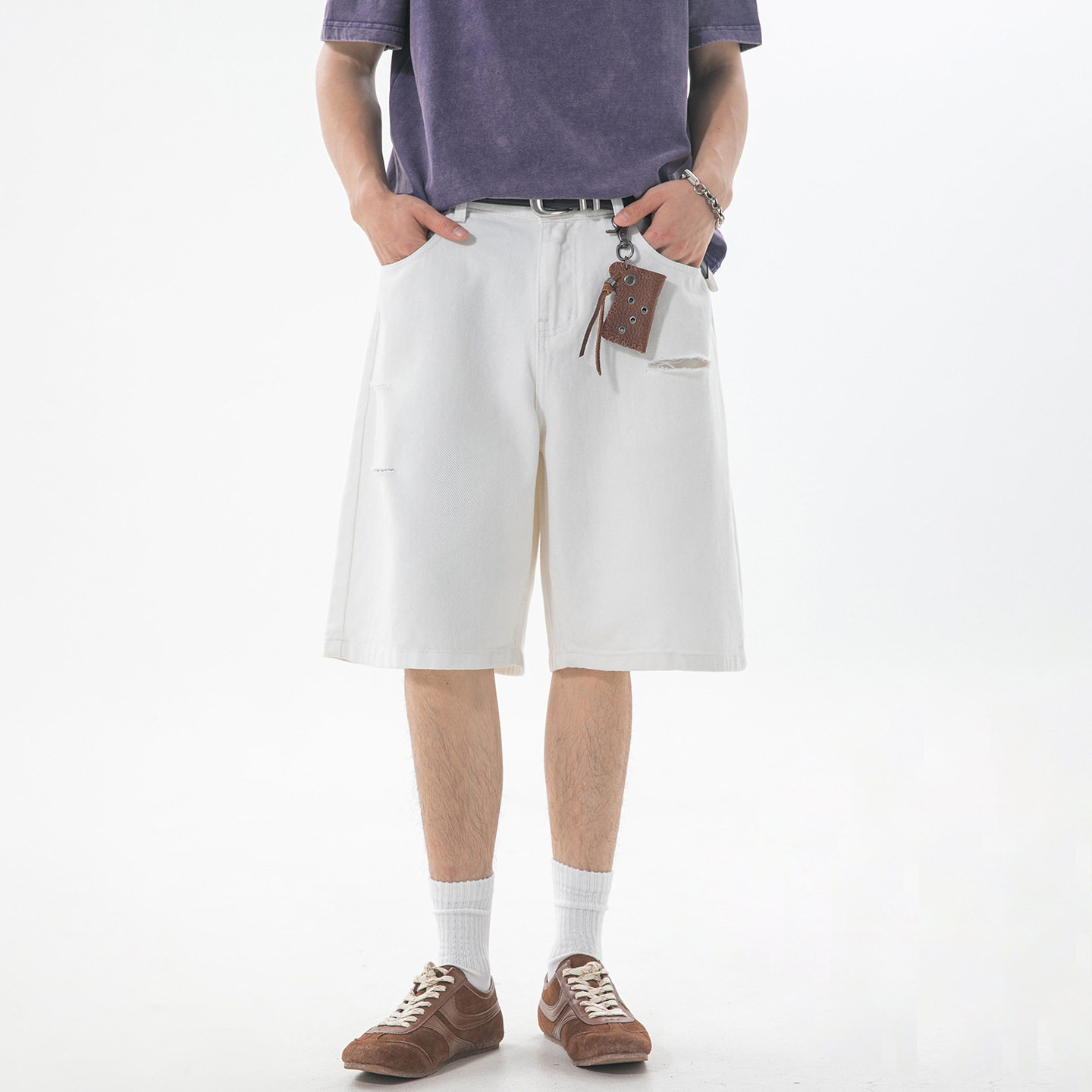 牛仔短裤男夏季新款直筒宽松中裤潮牌休闲五分裤ON2694-P40控75,男装休闲裤,电商A362