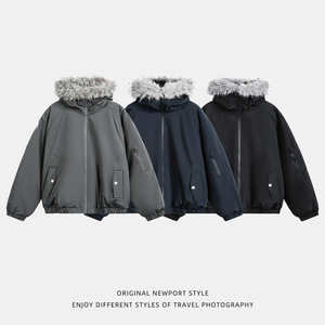 帽棉服男冬季加厚保暖工装派克服防泼水短宽棉衣MD5163-P115控188图片