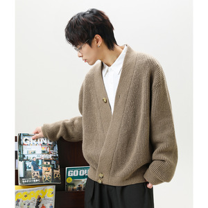 开衫毛衣男秋冬款道袍针织衫重磅感斜门襟外套MM4142-P60控98图片