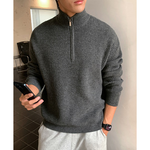 拉链立领毛衣男秋冬新款质感仿鹿毛绒套头针织衫MM4155-P58控88,男装针织衫/毛衣,电商A362
