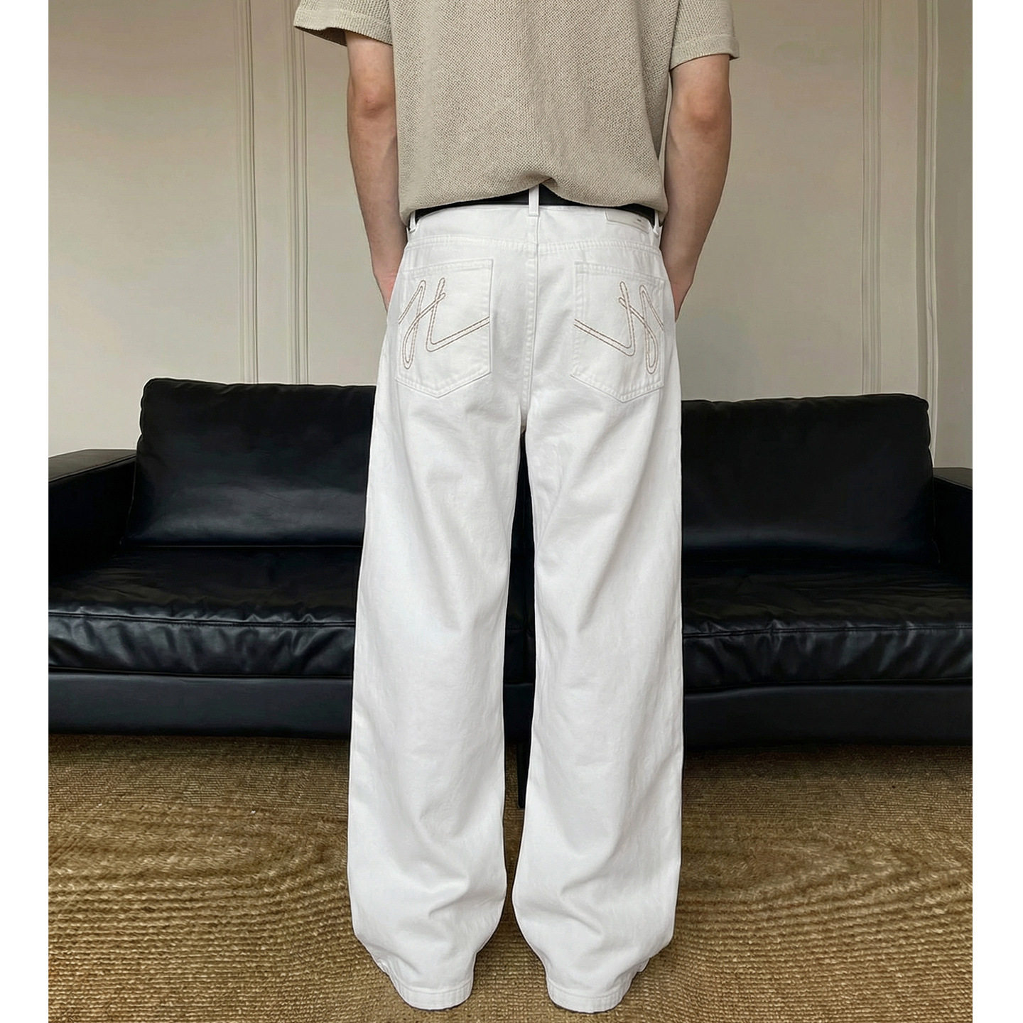 色刺绣春季款潮牌美式直筒裤高街复古休闲长裤ON2622-P55控88,男装牛仔裤,电商A362