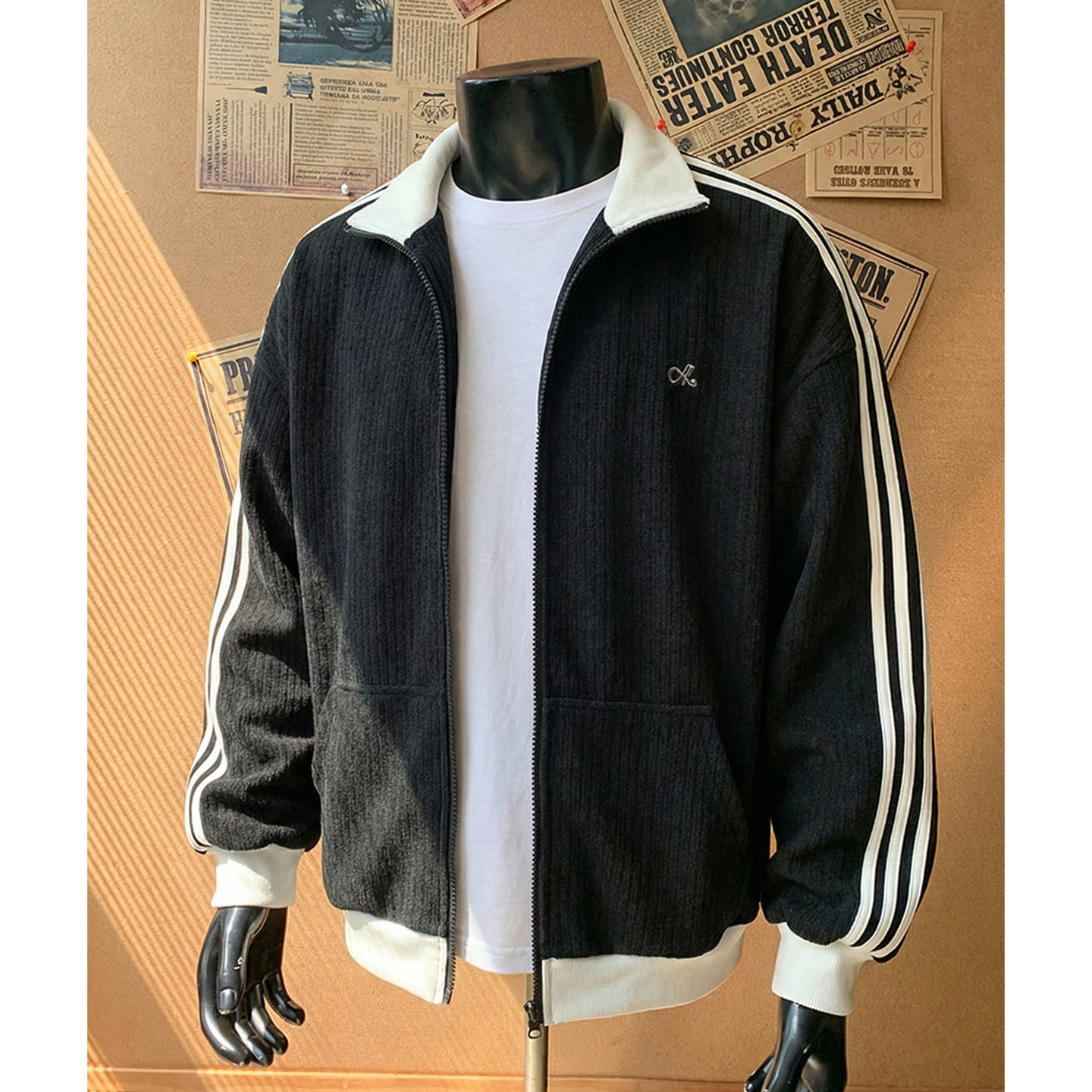 卫衣春季款重磅质感竖条肌理运动宽松休闲外套OW8029-P63控108，男装卫衣，电商A362