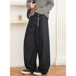 牛仔裤男春季分割打褶潮牌廓形宽松休闲直筒长裤ON2611-P60控98，男装牛仔裤，电商A362