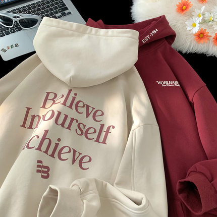 发泡印花卫衣秋季新款街潮牌帽衫情侣外套L3845-P54控98