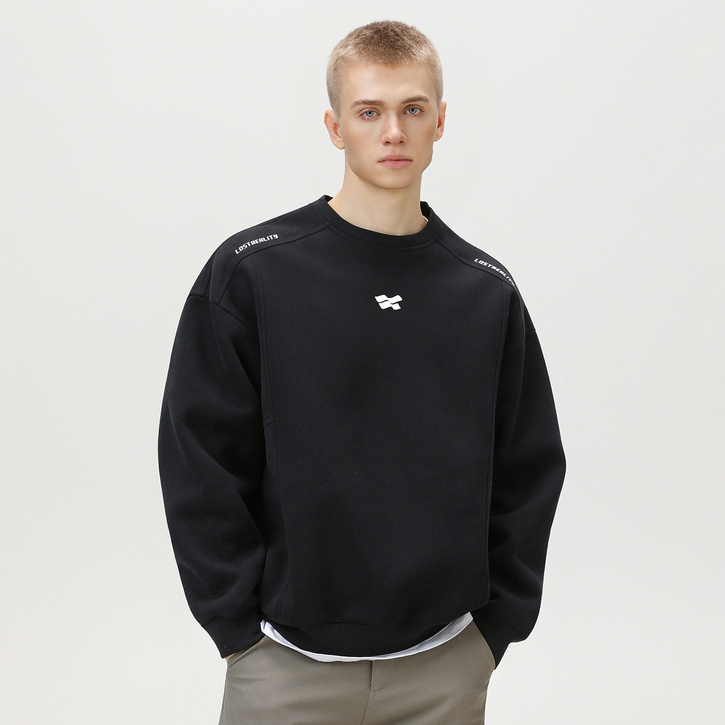 印花廓形圆领卫衣男秋款分割结构套头衫重磅潮牌MW8002-P50控78，男装卫衣，电商A362