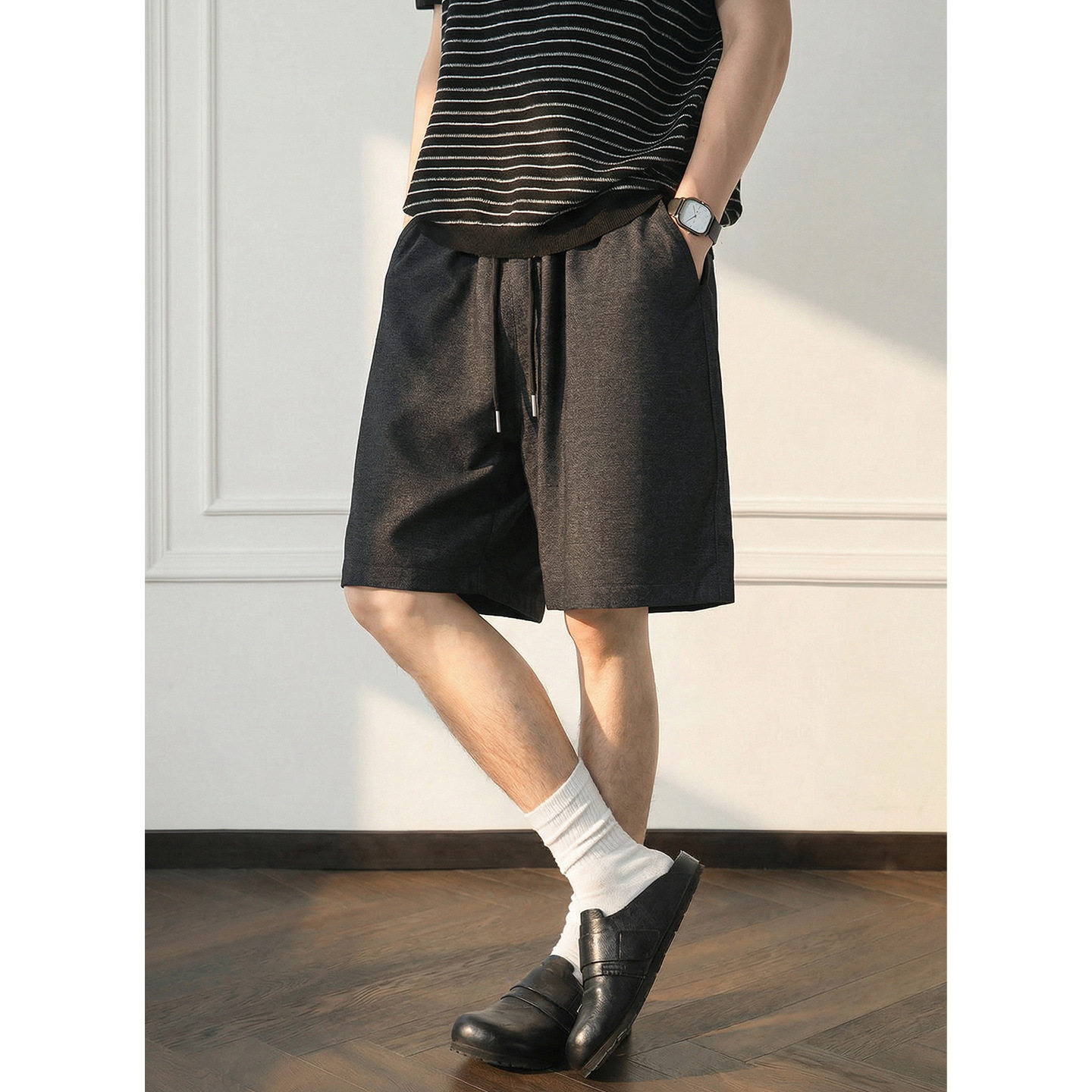 男装夏季薄款潮牌宽松直筒五分裤简约透气中裤OK2695-P38控68，男装休闲裤，电商A362