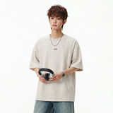 T恤男夏季款美式复古麂皮绒体恤衫撞色刺绣半袖MT7172-P30控49，男装T恤，电商A362