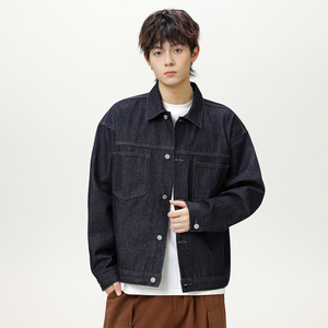 工装牛仔夹克男秋季款美式复古感翻领宽松外套MN6042-P80控128图片