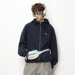 卫衣男款结构分割短宽boxy帽衫撞色刺绣美式外套OW8035-P70控118，女装短外套，电商A362