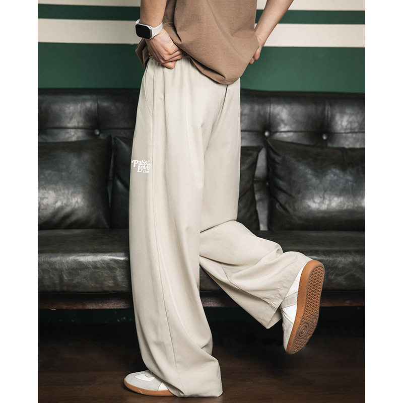 25春夏款美式复古打褶设计直筒裤字母印花长裤子MK2392-P35控55，男装休闲裤，电商A362