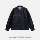 原色工装牛仔夹克男秋季新款潮牌质感宽松翻领MN6042-P80控128，男装夹克，电商A362