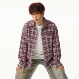 衬衫男春季款基础百搭撞色格纹翻领衬衣情侣外套MC3963-P43，男装衬衫，电商A362