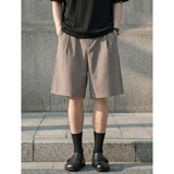 短裤男夏季款复古老钱打褶休闲五分裤简约宽松中裤OK2602-P40控75，男装休闲裤，电商A362