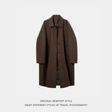 大衣中长款过膝防风衣秋冬季日系宽松加厚翻领外套L6019-P95控148，男装风衣，电商A362