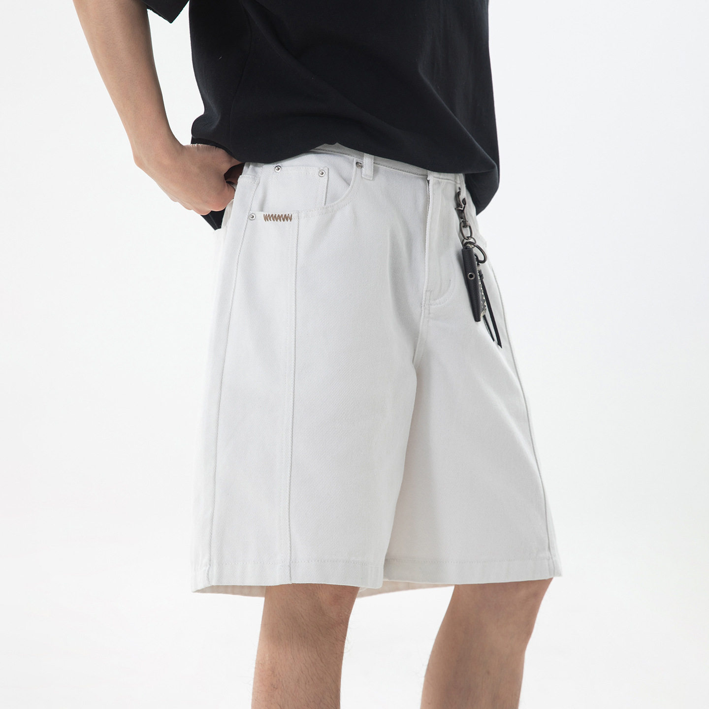 男春夏新款侧边分割设计美式复古宽松潮牌五分裤ON2691-P40控68，男装牛仔裤，电商A362