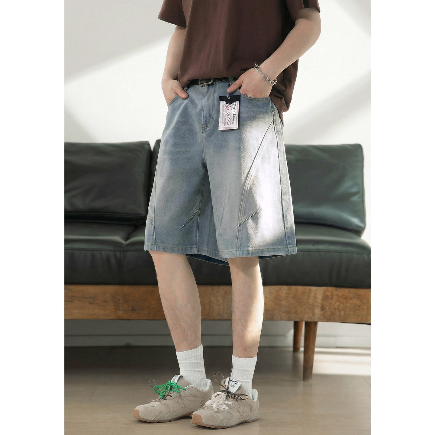 牛仔短裤男夏季新款高街复古质感宽松潮牌五分裤ON2693-P45控78，男装牛仔裤，电商A362