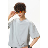 轻薄凉感正肩BOX短袖T恤男夏季款纯色简约半袖宽松休闲运动体恤衫，男装T恤，电商A362