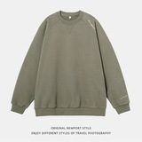 复古插肩袖圆领卫衣秋冬新款潮牌字母刺绣宽松外套L3895-P44控78，男装卫衣，电商A362