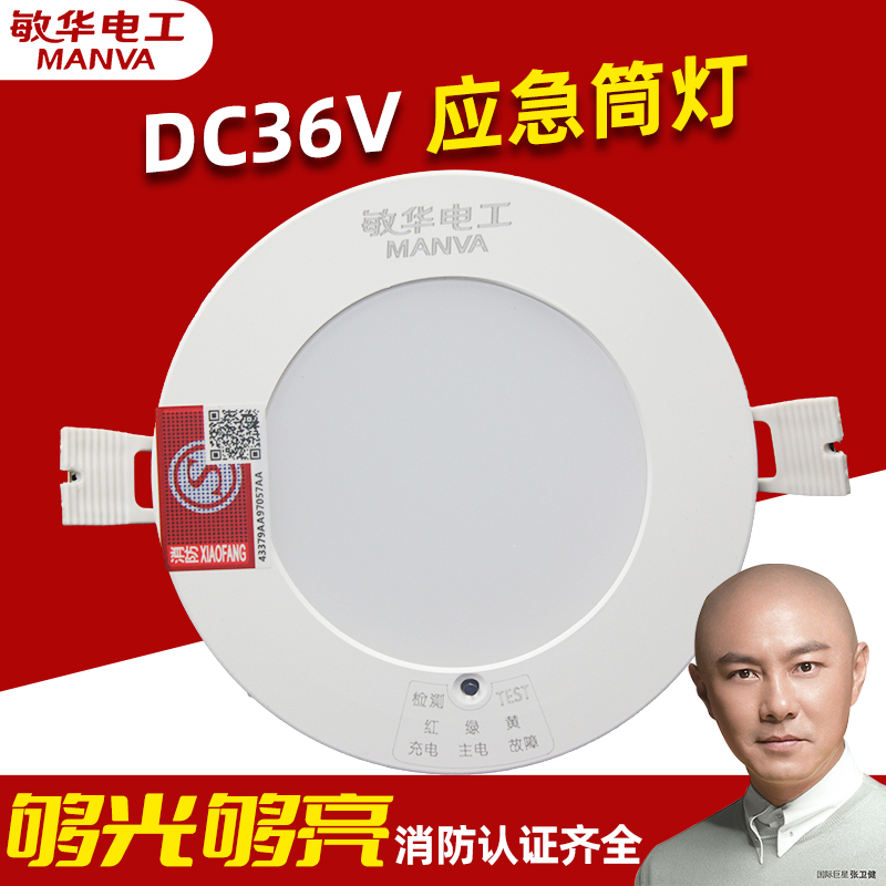 敏华低压消防应急筒灯DC36V筒灯照明A型非集中控制型嵌入自带电池 家装灯饰光源 应急灯 原图主图