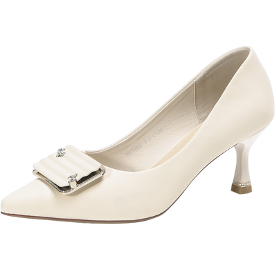 索兰法式金属扣职场高跟单鞋