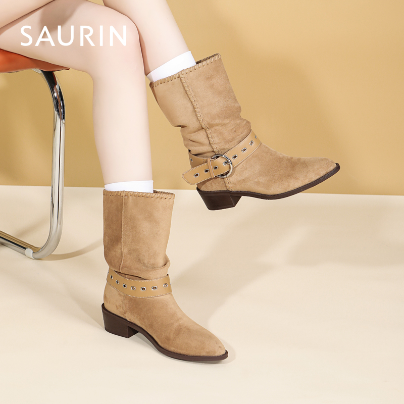 索兰复古美拉德西部靴