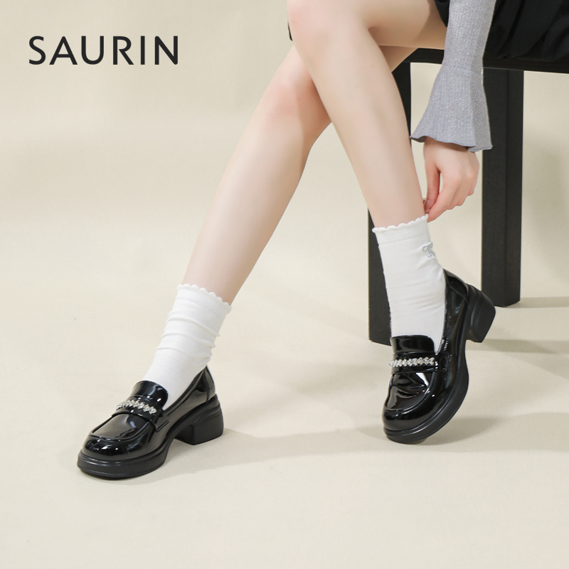 索兰英伦风厚底增高乐福鞋