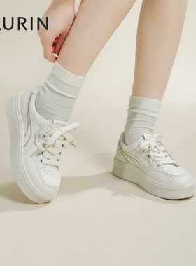 索兰小白鞋女2025秋季新款休闲百搭厚底增高板鞋运动鞋25CX25268