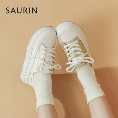 索兰2025新款春季女士厚底板鞋