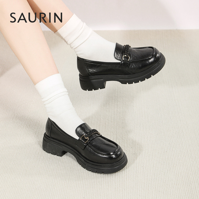 索兰厚底增高乐福鞋女