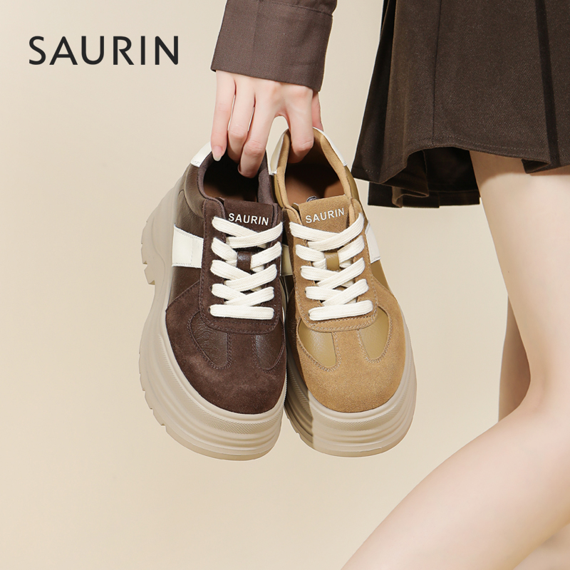 索兰复古美拉德厚底增高板鞋