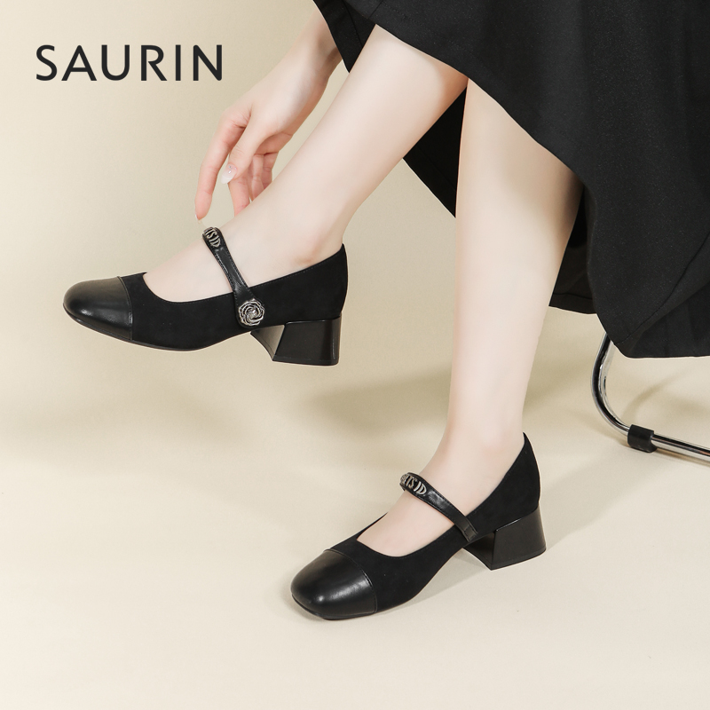索兰复古一字带玛丽珍鞋